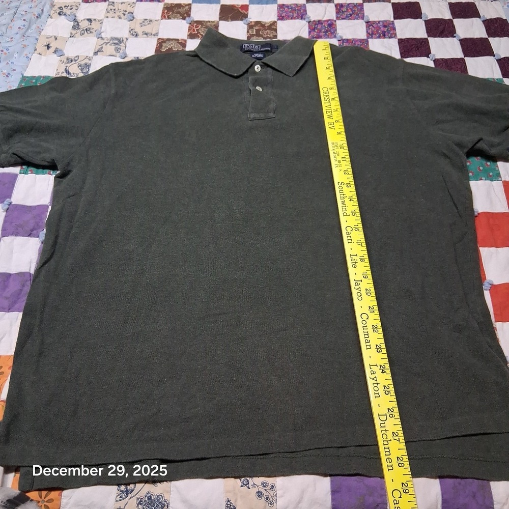 Polo by Ralph Lauren Cuffed‎ Sleeve Dark Green Shirt Size Large Golf Pony